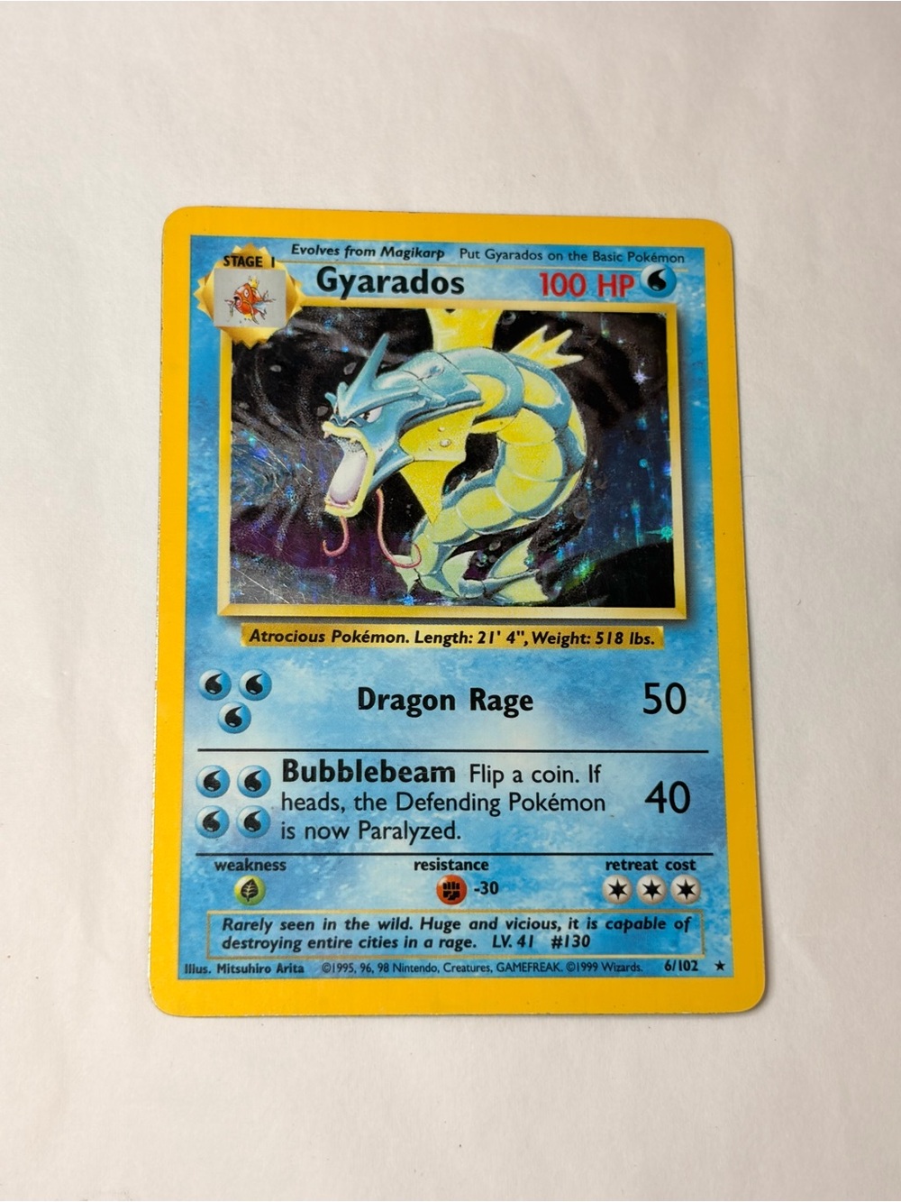 Pokemon Base Set Gyarados Holo 6/102 Vintage WOTC Rare 1999